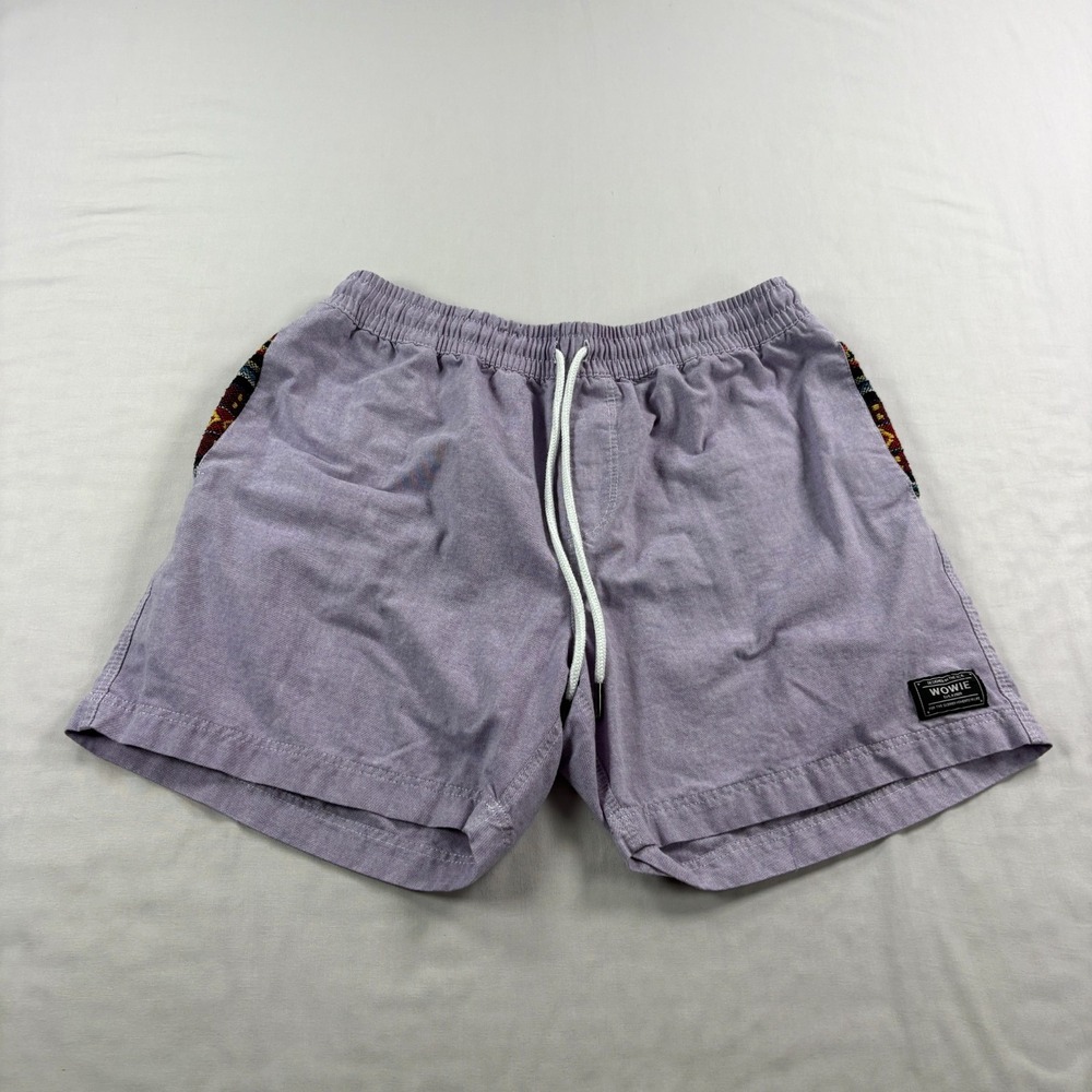 Wowie Shorts Mens Large Purple Aztec Pockets Stretch Preppy Chino Above Knee